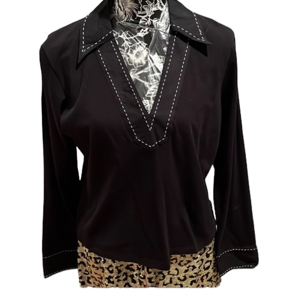 INC International Concepts Tops - INC International Concepts size XL black v-neck long sleeve with cuffs like new